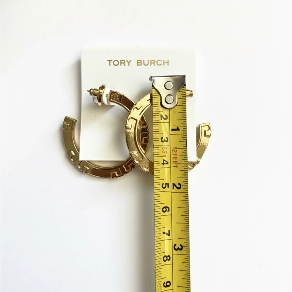 Tory Burch Icon Hoop Gold Logo Earrings